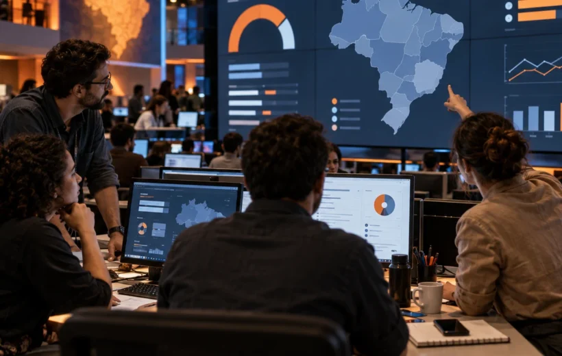 Redação opera página especial de apuração em portal de notícias durante a noite eleitoral