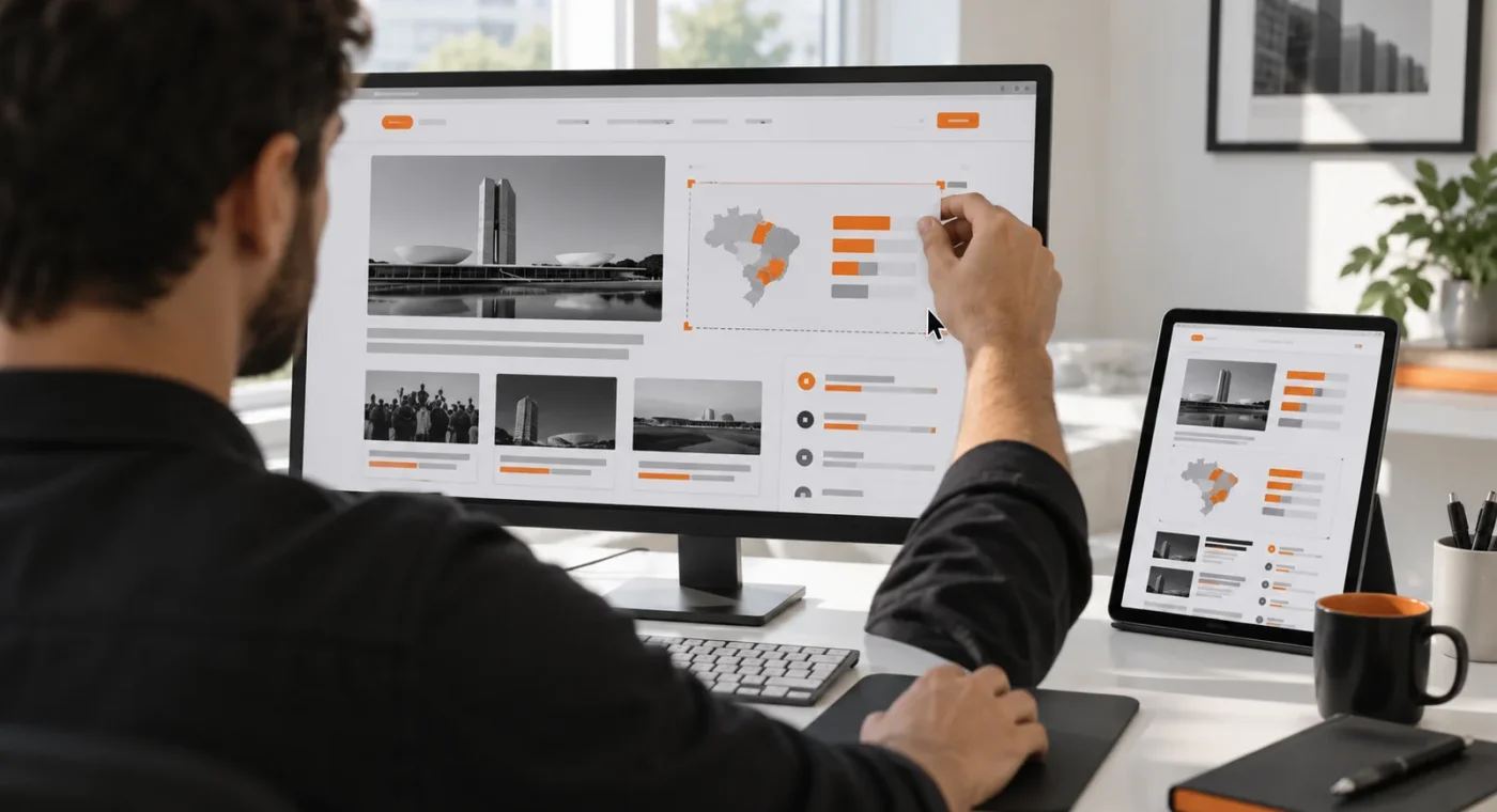 Desenvolvedor inserindo um módulo de resultados eleitorais em um portal responsivo