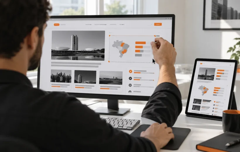 Desenvolvedor inserindo um módulo de resultados eleitorais em um portal responsivo